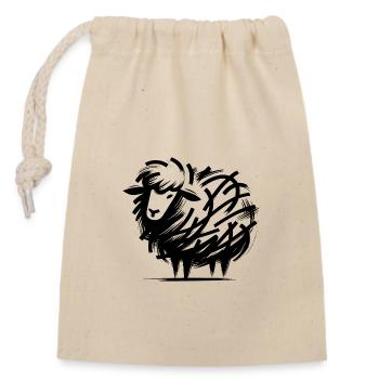Dessin de mouton ludique dessin animé dessin au trait - Sac cadeau en coton avec cordon (14 x 20 cm) - nature - Devant