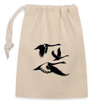 Groupe de cygnes chanteurs volants - Sac cadeau en coton avec cordon (14 x 20 cm) - nature - Devant