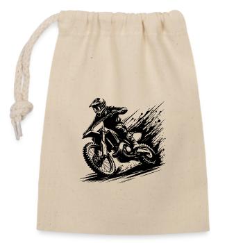 Motocross Fahrer im Matsch Illustration Zeichnung - Verschließbarer Geschenkbeutel aus Baumwolle (14x20cm) - Natur - Vorne