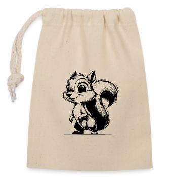Grinsendes kleines Baby Eichhörnchen - Verschließbarer Geschenkbeutel aus Baumwolle (14x20cm) - Natur - Vorne