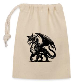 Schlauer Drache mit riesigen Flügeln Tattoo Style - Verschließbarer Geschenkbeutel aus Baumwolle (14x20cm) - Natur - Vorne