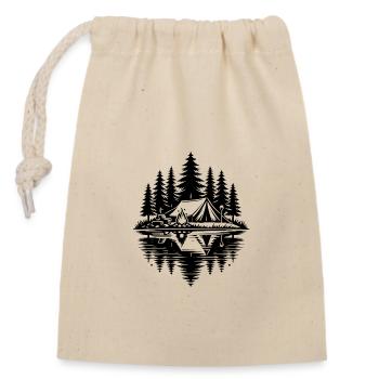 Camping im Wald am Natur See - Verschließbarer Geschenkbeutel aus Baumwolle (14x20cm) - Natur - Vorne