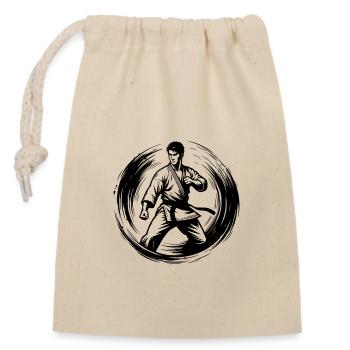 Tattoo Karateka Tradition with Discipline and Power - Closable cotton gift bag (14x20cm) - nature - Front
