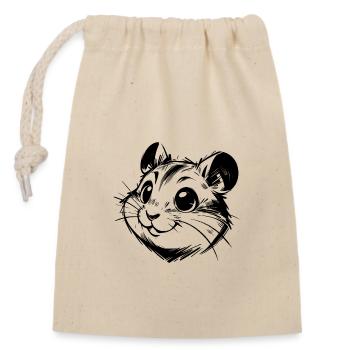 Laughing cute hamster to fall in love with - Closable cotton gift bag (14x20cm) - nature - Front