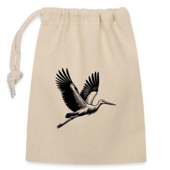 Eleganter Fliegender Storch - Verschließbarer Geschenkbeutel aus Baumwolle (14x20cm) - Natur - Vorne