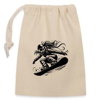 Powder snow and snowboarding - Closable cotton gift bag (14x20cm) - nature - Front