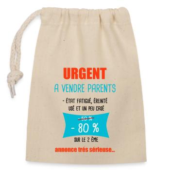 bébé personnalisable Urgent à vendre cadeau bébé - Sac cadeau en coton avec cordon (14 x 20 cm) - nature - Devant