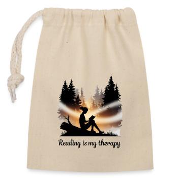 La lecture est ma thérapie – Livres et relaxation - Sac cadeau en coton avec cordon (14 x 20 cm) - nature - Devant
