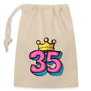 35 Number Crown - Closable cotton gift bag (14x20cm) - nature - Front