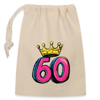 60 Number Crown - Closable cotton gift bag (14x20cm) - nature - Front