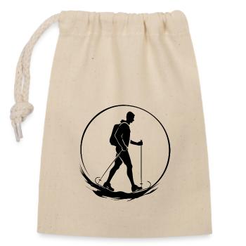 Silhouette de marche nordique - Sac cadeau en coton avec cordon (14 x 20 cm) - nature - Devant