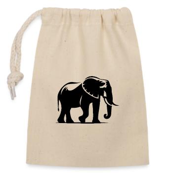 Elefant Silhouette Porträt mit Stoßzähnen - Verschließbarer Geschenkbeutel aus Baumwolle (14x20cm) - Natur - Vorne