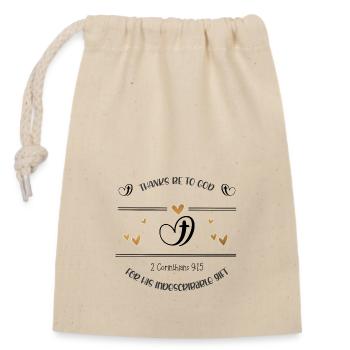 Christliches Design Gottes unbeschreibliches Geschenk - Verschließbarer Geschenkbeutel aus Baumwolle (14x20cm) - Natur - Vorne