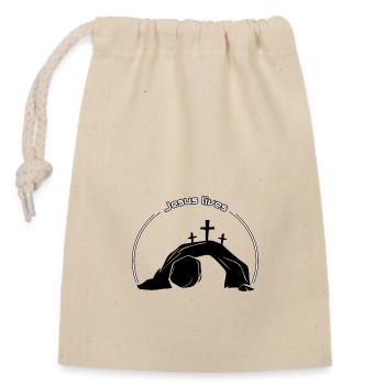 Jesus lebt - Verschließbarer Geschenkbeutel aus Baumwolle (14x20cm) - Natur - Vorne