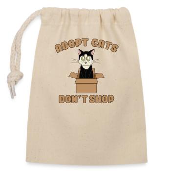 Chat mignon noir et blanc - Sac cadeau en coton avec cordon (14 x 20 cm) - nature - Devant