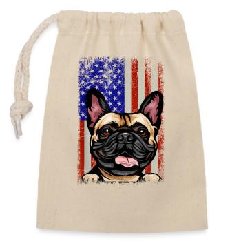 American USA Flag Dog Lovers French Bulldog - Verschließbarer Geschenkbeutel aus Baumwolle (14x20cm) - Natur - Vorne