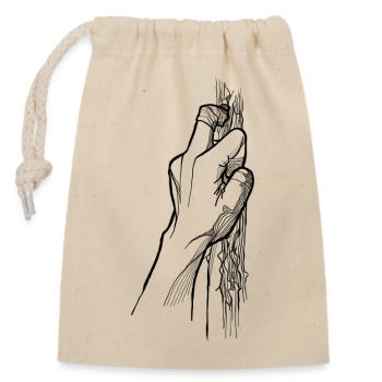 Finger Pocket - black - Closable cotton gift bag (14x20cm) - nature - Front