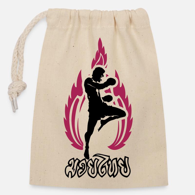 MuayThai - Closable cotton gift bag (14x20cm) - nature