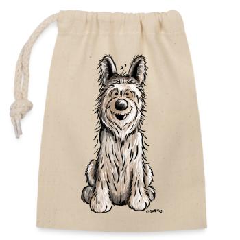 Berger Picard - Hund - Dog -,Comic - Verschließbarer Geschenkbeutel aus Baumwolle (14x20cm) - Natur - Vorne