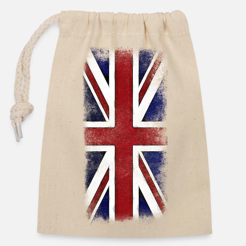union jack - Closable cotton gift bag (14x20cm) - nature