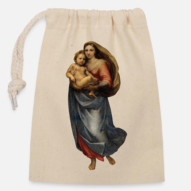 Sistine Madonna | Sixtinische Madonna | Raffael - Verschließbarer Geschenkbeutel aus Baumwolle (14x20cm) - Natur