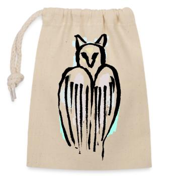 Owl - Closable cotton gift bag (14x20cm) - nature - Front