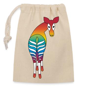 Rainbow Okapi - Closable cotton gift bag (14x20cm) - nature - Front