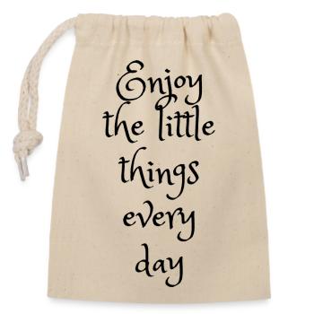 Enjoy little things - Closable cotton gift bag (14x20cm) - nature - Front