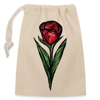 Rose - Sac cadeau en coton avec cordon (14 x 20 cm) - nature - Devant