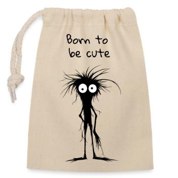 Born to be Cute - Closable cotton gift bag (14x20cm) - nature - Front