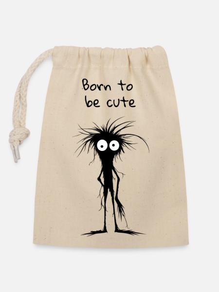 Born to be Cute - Verschließbarer Geschenkbeutel aus Baumwolle (14x20cm) - Natur