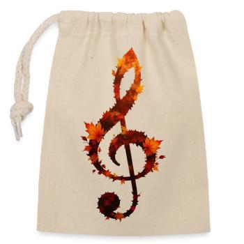 Herbstlicher Violinschlüssel - Verschließbarer Geschenkbeutel aus Baumwolle (14x20cm) - Natur - Vorne