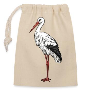 Storch - Verschließbarer Geschenkbeutel aus Baumwolle (14x20cm) - Natur - Vorne
