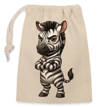 Cooles Zebra gelassen Comic verschränkte Arme  - Verschließbarer Geschenkbeutel aus Baumwolle (14x20cm) - Natur - Vorne