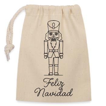 Feliz Navidad Nussknacker Weihnachten - Verschließbarer Geschenkbeutel aus Baumwolle (14x20cm) - Natur - Vorne