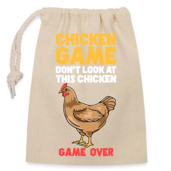 Chicken Game Bold Text Tee - Closable cotton gift bag (14x20cm) - nature - Front