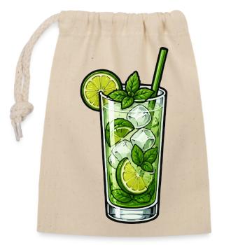 Minze Limette Mojito Illustration - Verschließbarer Geschenkbeutel aus Baumwolle (14x20cm) - Natur - Vorne