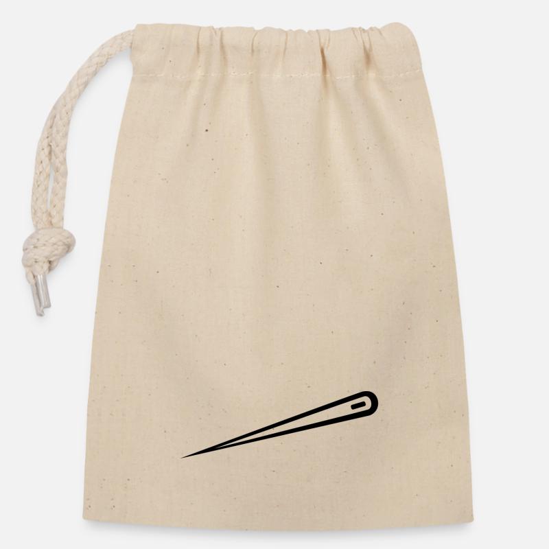 Embroider - Closable cotton gift bag (14x20cm) - nature