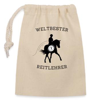 Weltbester Reitlehrer Dressur - Verschließbarer Geschenkbeutel aus Baumwolle (14x20cm) - Natur - Vorne
