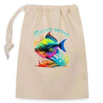 Ocean Spirit. Colorful Fish - Closable cotton gift bag (14x20cm) - nature - Front
