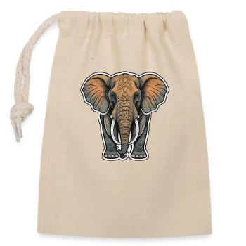 Éléphant - Sac cadeau en coton avec cordon (14 x 20 cm) - nature - Devant