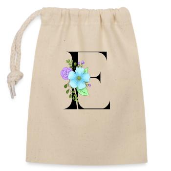 Elégante lettre 'E' avec des fleurs - Sac cadeau en coton avec cordon (14 x 20 cm) - nature - Devant