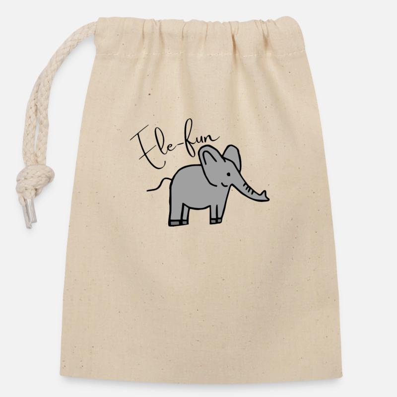 Ele-Fun - Sac cadeau en coton avec cordon (14 x 20 cm) - nature