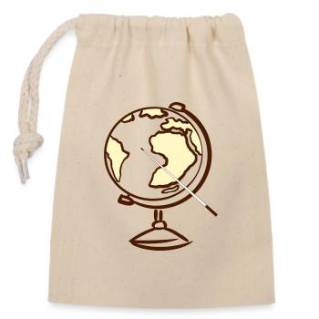 Globe. Geography. Teacher - Closable cotton gift bag (14x20cm) - nature - Front