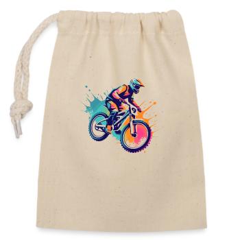 Conception de VTT - Sac cadeau en coton avec cordon (14 x 20 cm) - nature - Devant