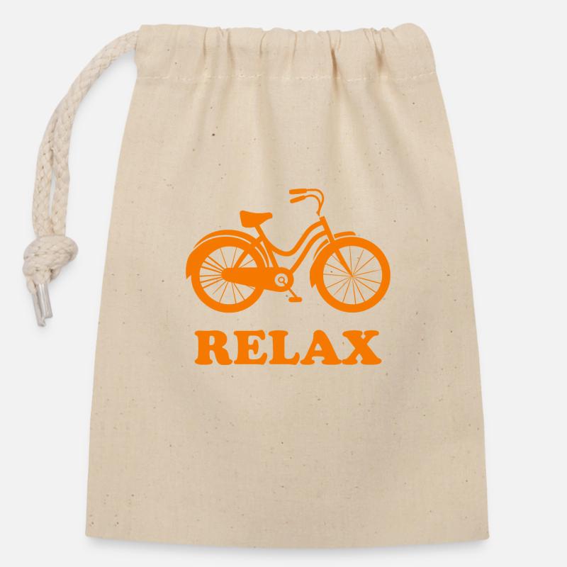 Relax - Conception de vélos - Sac cadeau en coton avec cordon (14 x 20 cm) - nature