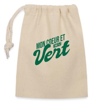 Verts 100 % vert stéphanois football st étienne - Sac cadeau en coton avec cordon (14 x 20 cm) - nature - Devant