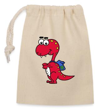 T-Rex avec sac à dos - Sac cadeau en coton avec cordon (14 x 20 cm) - nature - Devant