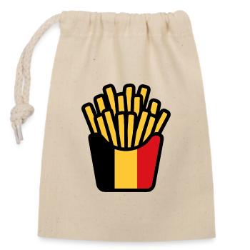 Pop-Art-Flaggenpommes - Verschließbarer Geschenkbeutel aus Baumwolle (14x20cm) - Natur - Vorne