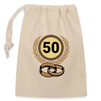Golden Wedding Anniversary , 50 Years (25) - Closable cotton gift bag (14x20cm) - nature - Front